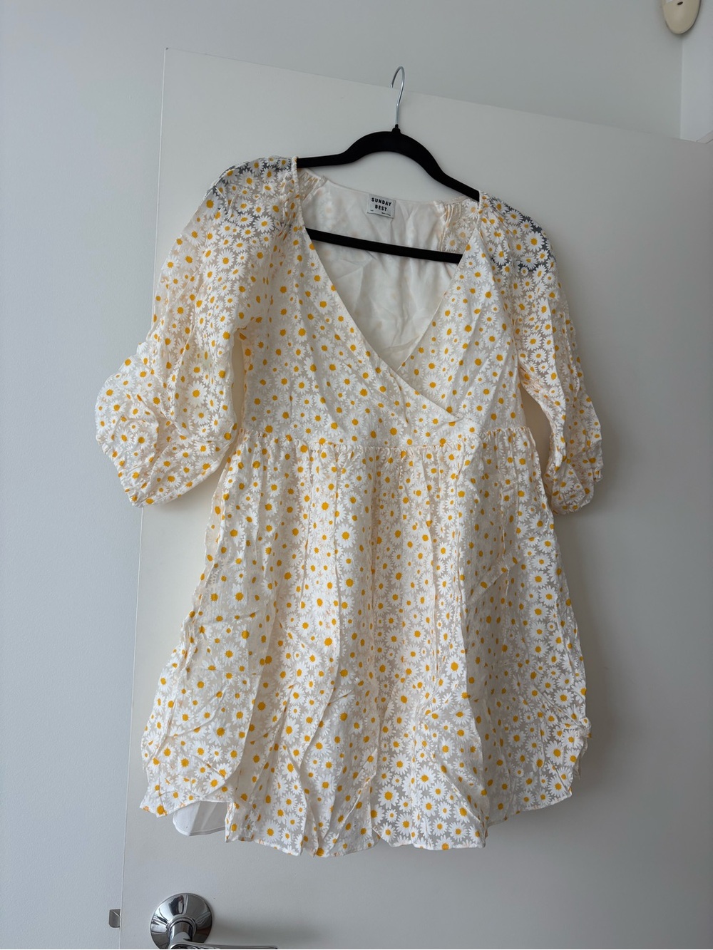Sunday Best White Eyelet Tunic with Yellow Daisy Print